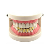 Lianfudai Teeth Grillz Set For Unisex Top Bottom Mouth Gold Silver Color Teeth Grills Tooth Caps Removable Dental Fashion Jewelry