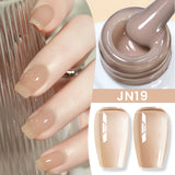 Lianfudai  Jelly Nude Gel Nail Polish 10ml Light Pink Peach Translucent Color UV Light Cure Gel Varnish Nail Art DIY at Home