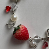 Lianfudai strawberry Charm Bracelet Handmade Y2K