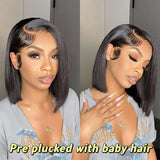 Lianfudai Straight Lace Front Wigs Human Hair Bob Wig Lace Front Human Hair Wigs For Women Brazilian 13x4 Lace Frontal Wig 180 Density