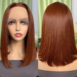 Lianfudai Reddish Brown Bob Wig Human Hair 13x4 Lace Front Wigs Human Hair Pre Plucked with Baby Hair Brazilian Virgin Human Hair