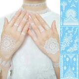 Lianfudai Sexy Mandala Henna Tattoo White Lace Jewelry Indian Hand Temporary Tattoo Sticker Waterproof Tatoo for Bride Wedding Body Art