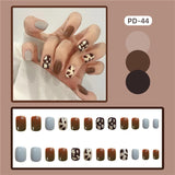 Lianfudai 24p Artifical Fake Nails Full Coverage False Nails White Clouds French Long Wearing Reusable Nail Coffin Ballerina Press on Nail