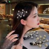 Lianfudai Women Hair Clip Buling Star Rhinestone Girls Hair Accessories Hairpins Fashion Jewelry Headwear Butterfly Hair Clips Female