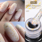 Lianfudai 7ML Quick Extension Gel Nail Polish Gold Foils Glitter Polish Vernis Semi Permanent UV Gel Nail Art Soak Off Hard Gel