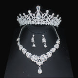 Lianfudai Luxury Crystal Wedding Bridal Jewelry Sets For Women Girl Tiara/Crown Earrings Necklace Pageant Prom Jewelry Accessories