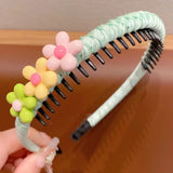 Lianfudai New Girl Headband Cute Love Heart Flower Toothed Hairbands Children Kids Lovely Hair Decorate Hair Hoops Fashion Hair Accessorie