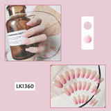 Lianfudai 24p Artifical Fake Nails Full Coverage False Nails White Clouds French Long Wearing Reusable Nail Coffin Ballerina Press on Nail