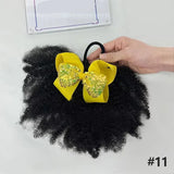 Lianfudai 2pcs/ Luxury Kids Hair Buns Kids Afro Puff Soft Like Natural Human Hair Hand Feel Marley Kinky Bulk for Hair Girl with Elastic