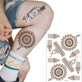 Lianfudai Brown Henna Lace Temporary Tattoo Sticker Butterfly Mehndi Flower Fake Tattoo for Women Feather Flora Sexy Henna Design Stickers