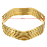 Lianfudai 7PCs/Set New Fashion Roman style Stainless Steel Bangle gold color Lover Charm Bracelet for Women Brand Gold Wide Cuff Bangle