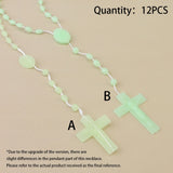 Lianfudai 12 PCS/Lot Factory Wholesale Multi-color Rosary Prayer Beads Classic Old Plastic Cross Pendant Necklaces Catholic Prayer Jewelry