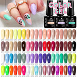 Lianfudai 6Pcs/Set Nude Color Gel Nail Polish Set Kit Spring 6 Colors UV LED Nail Art Gel Vernis Semi Permanent Base Top Coat