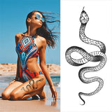 Lianfudai 2024 Summer Snake Flower Temporary Tattoos Sticker Waterproof Cool Dark Style Unisex Water Transfer Fake Tattoo Women Accessory