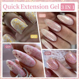 Lianfudai 7ML Gold Foil Quick Extension Gel Nail Polish Nude Purple Nail Flakes Vernis Semi Permanent UV Gel Nail Art Hard Gel