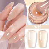 Lianfudai  Jelly Nude Gel Nail Polish 10ml Light Pink Peach Translucent Color UV Light Cure Gel Varnish Nail Art DIY at Home