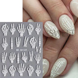 Lianfudai 5D Relief Skeleton Hand Halloween Nail Art Stickers Devil's Eye Slider Decal DIY Manicure Decoration Tips Nail Accessories Tools