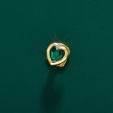 Lianfudai Hip Hop Single Green Zircon Heart Teeth Grillz Silver Gold Color Crystal Tooth Caps For Women Men Jewelry Dental Grills