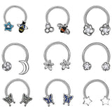 Lianfudai Horseshoe Ring Nose Ring Hinged Segment Septum Piercing Clicker Hoop Ear Cartilage Earrings Helix Silver Color Body Jewelry