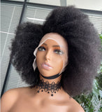 Lianfudai Afro Kinky Curly Lace Front Wig Brazilian Afro Short Bob Human Hair Wig 13x4x2 HD Lace Natural Hairline 250% Density 12A