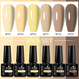 Lianfudai 6Pcs/Set Nude Color Gel Nail Polish Set Kit Spring 6 Colors UV LED Nail Art Gel Vernis Semi Permanent Base Top Coat