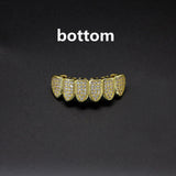 Lianfudai Teeth Grillz Set For Unisex Top Bottom Mouth Gold Silver Color Teeth Grills Tooth Cap Removable Dental Fashion Jewelry