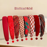 Lianfudai New Year's Christmas Red Hair Bands Fall Winter Popular Wide Edge Pressure Hairpin Headband Headdress Hair Accessories for Women