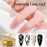 Lianfudai Nail Liner Gel Drawing Line Paint Gel Nail Polish 4 Colors Black White Gold Silver Glitter UV Painting Gel Varnish Nail Art