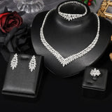 Lianfudai Classic rectangular cubic zirconia wedding necklace and earring set Dubai Nigeria CZ Bridal Jewelry Set