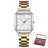 Lianfudai Rectangular Wrist Watches for Women Fashion Square Case Ladies Watches Luxury Brand Stainless Steel Band Quartz Clock