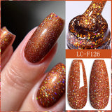 Lianfudai 7ML Gold Mirror Effect Metallic Gel Nail Polish Super Bright Chrome French Style Semi Permanent Soak Off Nail Varnish