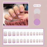 Lianfudai 24p Artifical Fake Nails Full Coverage False Nails White Clouds French Long Wearing Reusable Nail Coffin Ballerina Press on Nail