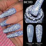 Lianfudai 7ml Reflective Glitter Gel Nail Polish Sparkling Glitter Semi Permanant Soak Off UV LED Gel Varnish For Manicure Nails Art DIY