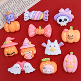 Lianfudai 10PCS Shiny 2024 Cartoon Halloween Resin Flatback Cabochons For Hairpin Scrapbooking DIY Jewelry Craft Decoration Accessories