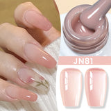 Lianfudai  Jelly Nude Gel Nail Polish 10ml Light Pink Peach Translucent Color UV Light Cure Gel Varnish Nail Art DIY at Home