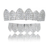 Lianfudai Hip Hop Cubic Zircon Teeth Grillz Top & Bottom Grills Punk Teeth Caps Cosplay Party Rapper Jewelry Halloween Teeth Decoration ﻿