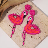 Lianfudai Bohemian Starfish Lobster Conch Seed Bead Drop Earrings for Women Handmade Ocean Animal Earrings Summer Beach Jewelry