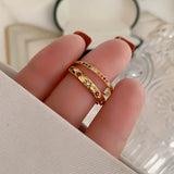 Lianfudai INS Stainless Steel Rainbow Color Cubic Zircon Stone Finger Rings for Women Gold Plated Waterproof Stacker Ring Jewelry Gift