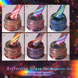 Lianfudai 10ml Double Light Reflective Glass Cat Magnetic Gel Sparkling Rainbow Color Gel Nail Polish Varnis Semi Permanent