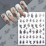 Lianfudai Simple Flowers 3D Nail Stickers Spring Summer Blossom Floral Tulip Fruit Nail Art Decals Adhesive Sliders Manicure Decorations