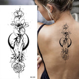 Lianfudai Sketch Flowers Sketch Tattoo Rose Blossoms Black and White Flowers Temporary Tattoos Sticker size: