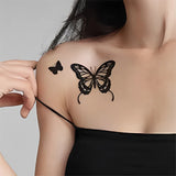 Lianfudai Waterproof Temporary Tattoo Sticker Black Rose Butterfly Flash Tattoos Totem Line Body Art Hand Fake Tatoos Women Men