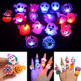 Lianfudai Halloween Luminous Rings Creative Cute Pumpkin Ghost Eye Ghost Pirate Spider Web Children Toys Halloween Flash Finger Rings