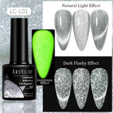 Lianfudai 7ML Black Crystal Cat Magnetic Gel Sparkling Glitter Gel Nail Polish Semi Permanent UV Gel Nail Art No Need Base Color