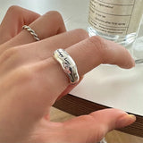 Lianfudai 925 Sterling Silver Simple Retro Letters Rings For Women Geometric Fashion Smiple Open Handmade Allergy Party Jewelry Gift