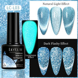 Lianfudai 7ML Black Crystal Cat Magnetic Gel Sparkling Glitter Gel Nail Polish Semi Permanent UV Gel Nail Art No Need Base Color