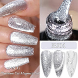 Lianfudai 7ML Platinum Silver Moonlight Cat Magnetic Gel Polish Soak Off Glitter Gel Nail Polish Semi Permanent UV Gel Nail Art