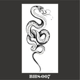 Lianfudai Black Snake Temporary Tattoo Stickers for Women Men Body Waist Lating Waterproof Fake Tattoo Dark Wine Big Size Snake Tattoo New