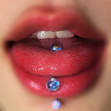 Lianfudai Tongue Nail Fashion Acrylic Tongue Ring Piercing Ear Nipple Rings Wear Lip Retro Stud Earring Puncture Jewelry