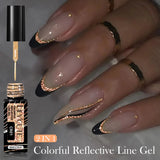 Lianfudai Rose Gold Silver Metallic pull Liner Gel Nail Polish French Super bright Mirror Drawing Graffiti Nail Art Painting Gel